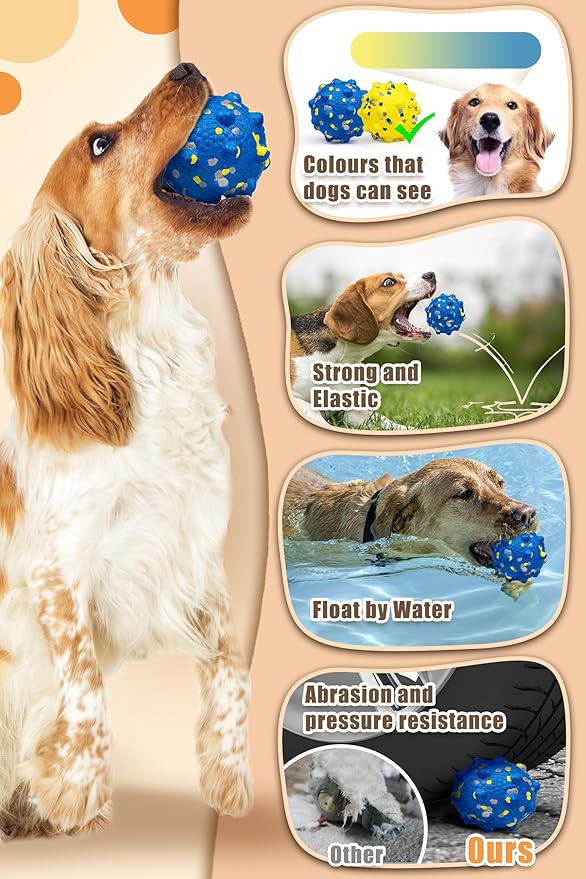 2.36'' Dog Balls for Dogs Aggressive Chewers Indestructible Tennis Durable Bouncy Interactive Dog Toy Balls for Fetch Game Floating Training(Blue Medium)-PawvioPets