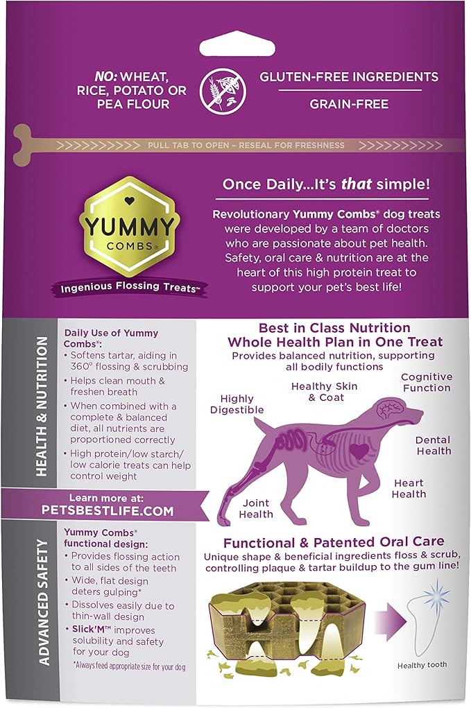 Dog Dental Treats – Vet VOHC Approved – Delicious Chicken Protein – Removes Tartar with Cleaning Comb Shape – Dental Dog Treats for Extra Large Dogs (12oz, 6 Count)-PawvioPets