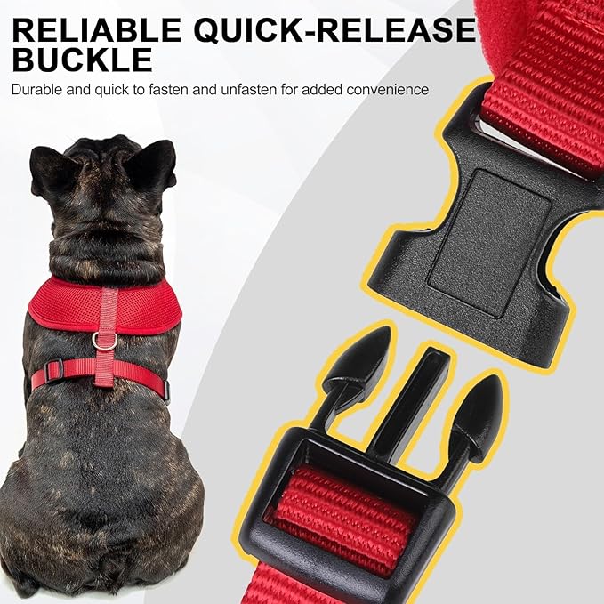 BINGPET No Pull Dog Harness for Small Medium Dogs,All Weather Mesh Step in Vest Harness for Small Dogs,Breathable Mesh Puppy Cat Harnesses,Step-in Air Dog Harness for for Small Dogs,Red,Medium-PawvioPets