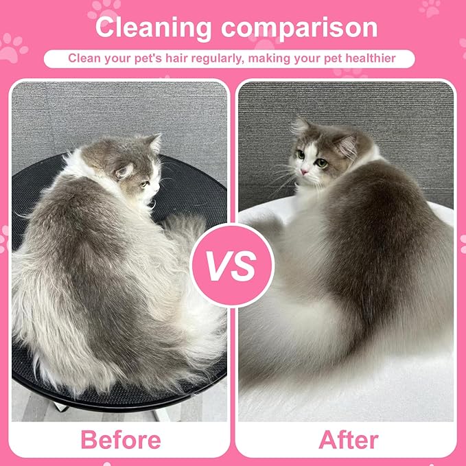 2PCS Flea Comb for Cats and Dogs with Pet Hair Remover Glove, Self Cleaning Pet Flea Cat Grooming Brush with Release Button for Massaging and Cleaning Shedding Pets Hairs-PawvioPets