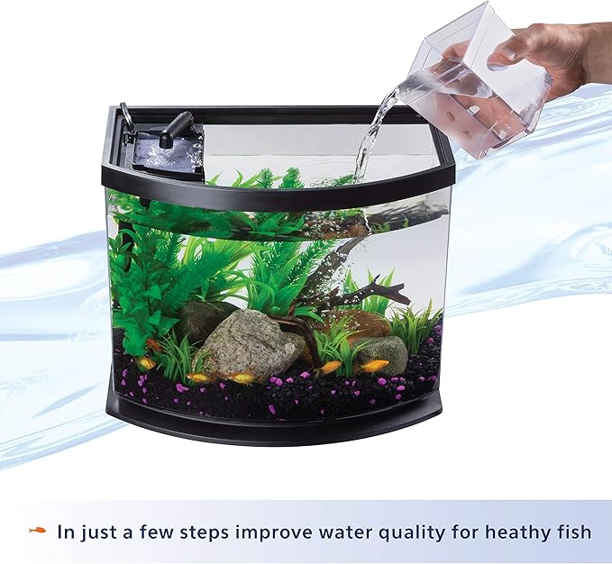 Aqueon LED MiniBow Small Aquarium Fish Tank Kit with SmartClean Technology, Black, 5 Gallon-PawvioPets