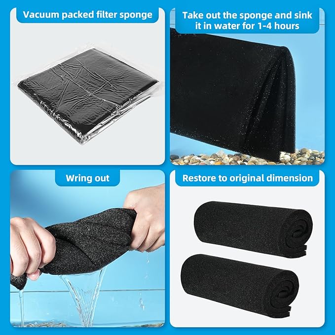 AQUANEAT Aquarium Bio Sponge Filter Media Pad Cut-to-Size Open Cell Foam Sheet for Fish Tank Sump (20" x 20" x 0.5")-PawvioPets