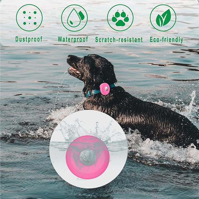 Airtag Holder for Dog Collar, Cibaabo Silicone Air Tag Case Cover Compatible with Apple Airtags for 0.8-1.2inch Cat Pet Collar Harness Loop-PawvioPets