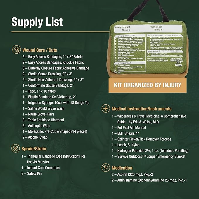 Adventure Medical Kits Me & My Dog Medical Kit - Human & Canine First Aid Essentials - Includes Cold Pack, SOL Emergency Blanket, Splinter Picker & More-PawvioPets