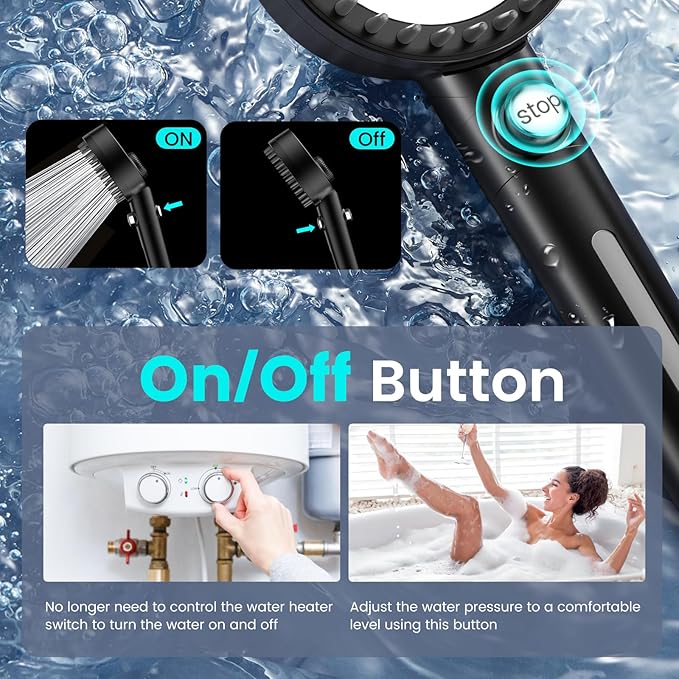 Filtered Shower Head with Handheld, High Pressure 4 Spray Mode Showerhead with Filters, Water Softener Beads for Hard Water with ON/OFF Switch for Pets - Remove Chlorine-PawvioPets