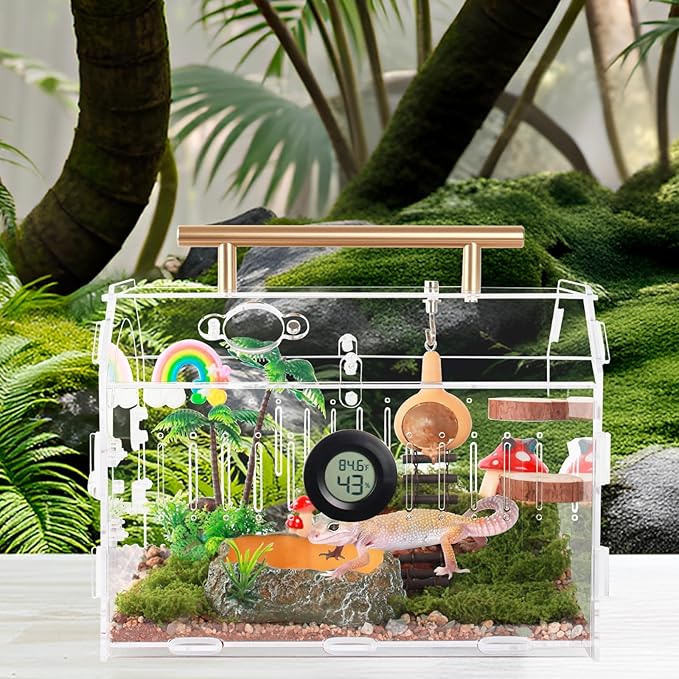 Acrylic Tarantula Enclosure – Escape-Proof Reptile Terrarium with Magnetic Lock, Front Opening for Easy Cleaning, Ideal for Jumping Spiders, Hermit Crabs & Small Pets-PawvioPets