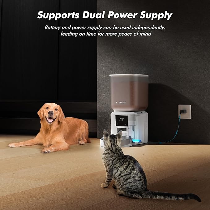Automatic Dog Feeder - 8L/34 Cups Large Capacity Automatic Cat Food Dispenser with LCD Screen, Large Food Tray, Battery Operated, Timed Cat Feeder, Up to 50 Portions 6 Meals Per Day, Keeps Fresh-PawvioPets