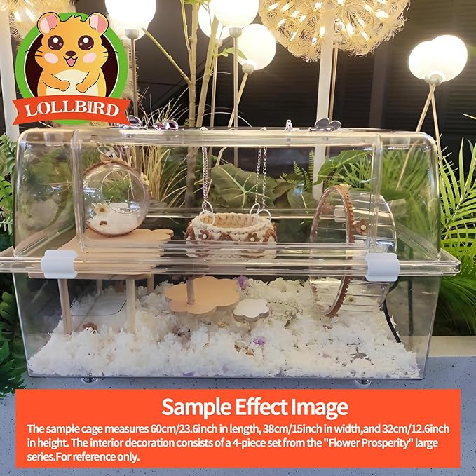 4-Pack Wooden Rat Cage Accessories - Platforms, Ladders & Hammocks Set for Chinchillas, Hamsters, Gerbils (for Iron/Wooden, Acrylic Hamster Cages + Customizable Layout) (9.1x5.6x4.3)-PawvioPets