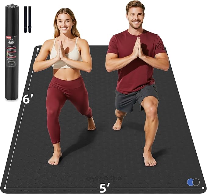 Extra Large Yoga Mat - 72"x35", 72"x48", 78"x57" - Wide TPE Exercise Mat for Home, Stretching, Couples & Family Workouts - 6-12mm Thick, Non-Slip & Waterproof - with Carry Bag and Straps-PawvioPets