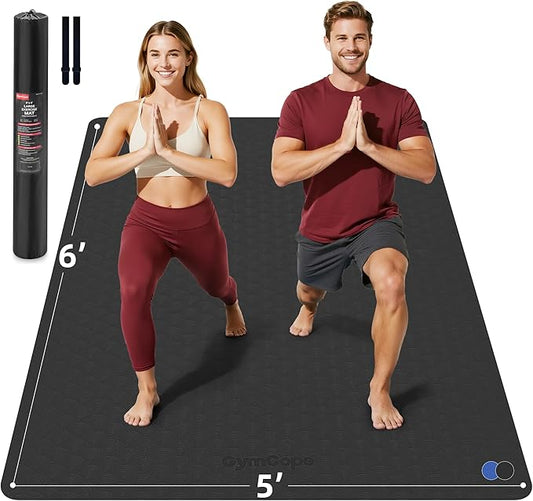 Extra Large Yoga Mat - 72"x35", 72"x48", 78"x57" - Wide TPE Exercise Mat for Home, Stretching, Couples & Family Workouts - 6-12mm Thick, Non-Slip & Waterproof - with Carry Bag and Straps-PawvioPets