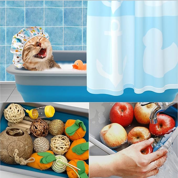 Fhiny 2PCS Open Cat Litter Box, Kitten Potty Pan Semi-Enclosed Foldable Waterproof Travel Toilet Low Entrance for Indoor Cats Small Pet Kitty Rabbit Supplies Easy to Clean and Assemble-PawvioPets