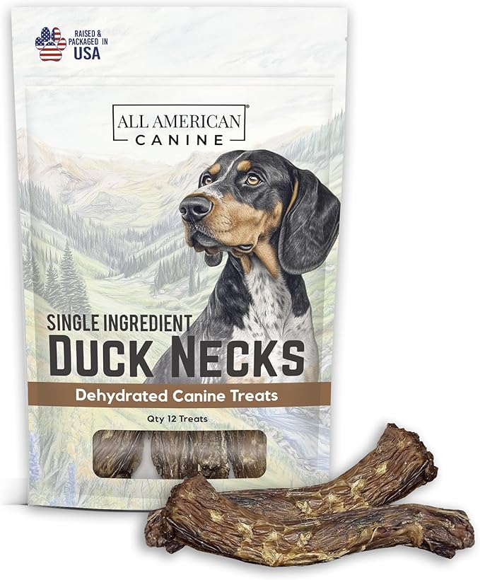 12 Natural Duck Neck Dog Treats – Single Ingredient, Dehydrated & Chewy – Low-Fat, High-Protein Training Reward – Made in USA-PawvioPets