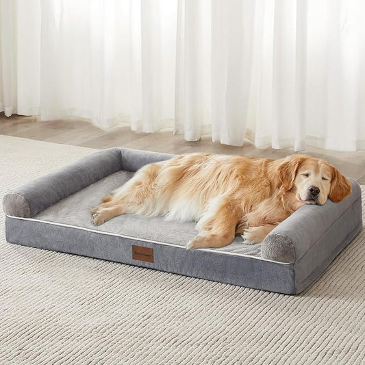 BFPETHOME Washable Dog Beds for Extra Large Dogs, Orthopedic Dog Bed Extra Large, Big Dogs Couch with Removable Washable Cover, Waterproof Lining and Nonskid Bottom, Egg-Crate Foam Pet Sofa-PawvioPets