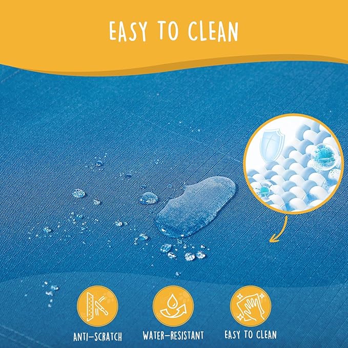 Daisy Cot, Medium Foldable Elevated Dog Bed, Portable Raised Outdoor Folding Dog Cot, Cooling, Chew Proof, Waterproof, Heavy Duty Up to 160 Lbs for Camping/Home, Dark Blue, 32"x 19"x6"-PawvioPets