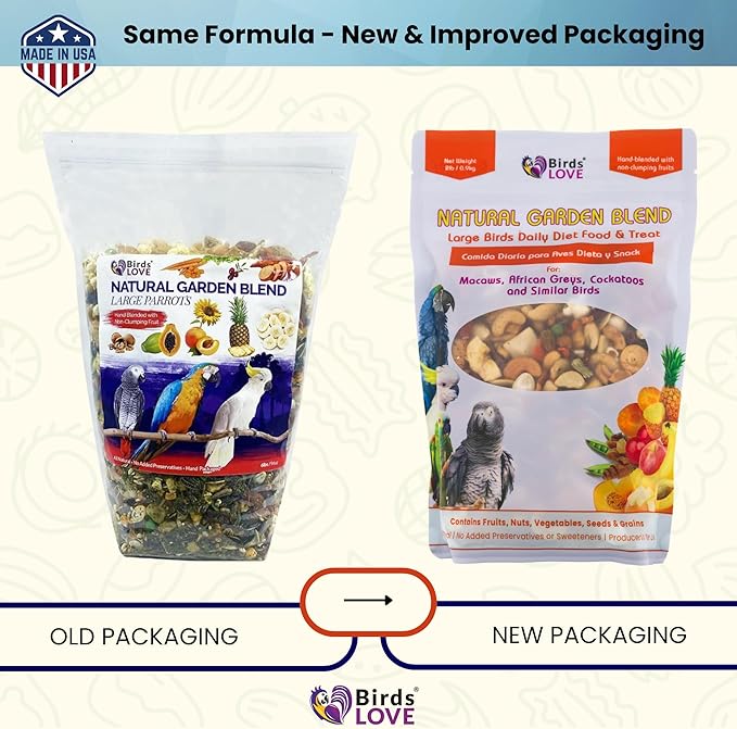 Birds LOVE All Natural Garden Blend Bird Food for Parrots 2lb-PawvioPets