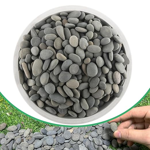 2.4LB River Rocks Mexican Beach Pebbles for Garden Landscape Stone Paving Stone Grey (1Inch)-PawvioPets