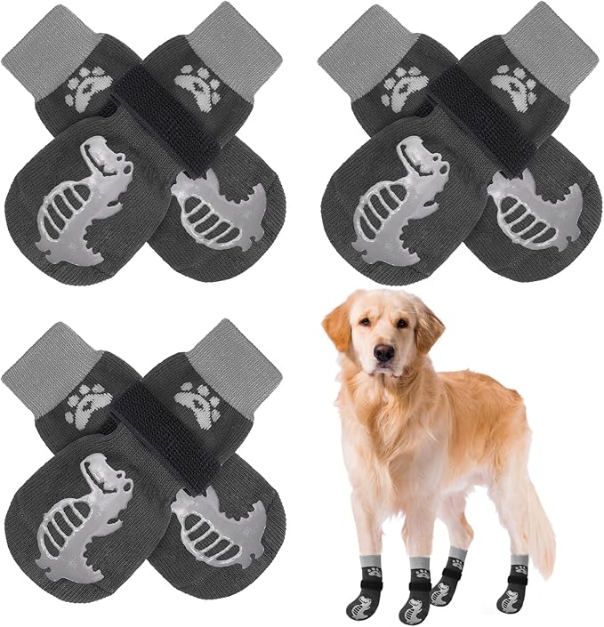 BEAUTYZOO Anti-Slip Dog Socks,Dog Shoes for Hot/Cold Pavement,Paw Protectors with Grips 3 Pairs for Puppy Small Medium Large Senior Old Dogs,Dog Socks to Prevent Licking and Hardwood Floor Protection-PawvioPets