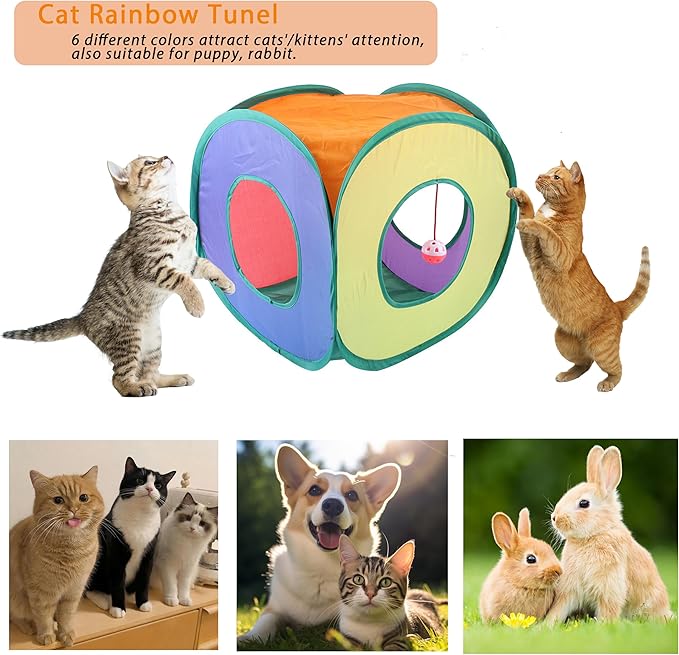 42pcs Interactive Cat Toys Kit - Multi-Activity Kitten Toy Set with Collapsible Tunnel, Feather Wand & Bell, Cat Balls Toys - Indoor Play Enrichment Supplies for Adult Cats & Kittens-PawvioPets