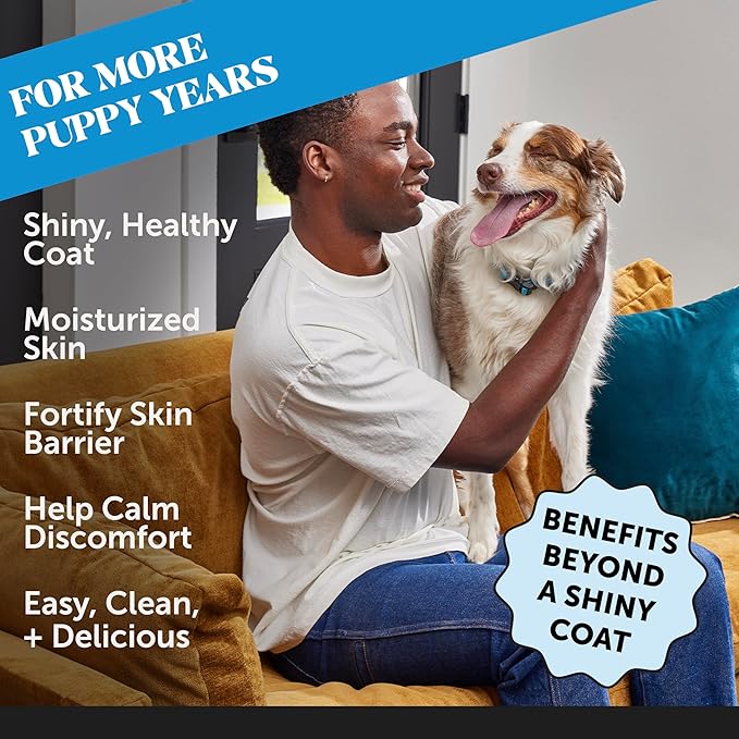 Dog Skin and Coat Supplement with Salmon Oil for Dogs - Allergy Itch Relief + Skin & Coat Health, Dog Food Topper Bone Broth with Salmon Oil, Collagen, Biotin + Vitamin E (12 oz)-PawvioPets