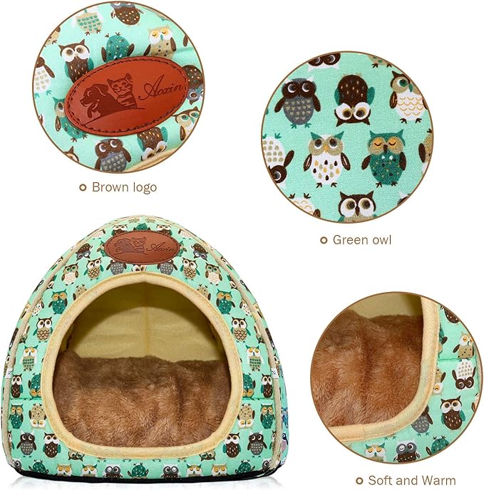 BWOGUE Guinea Pig Bed Warm Cave Beds Hamster House Large Hide-Out for Rabbit Guinea Pigs Bearded Dragon Rats Winter Warm Cage Nest,Green-PawvioPets
