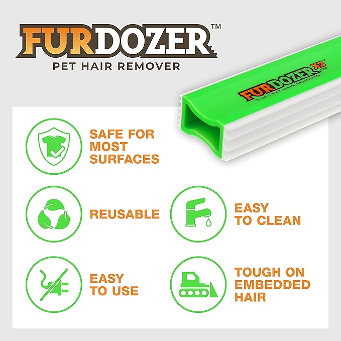 FurDozer X3 MINI Pet Hair Remover & Auto Detailing Tool - Cat & Dog Hair Remover for Carpets, Car Interiors, Couches, Bedding, & Pet Furniture - Reusable Pet Hair Removal Tool for Dog Fur & Lint, 3.5"-PawvioPets