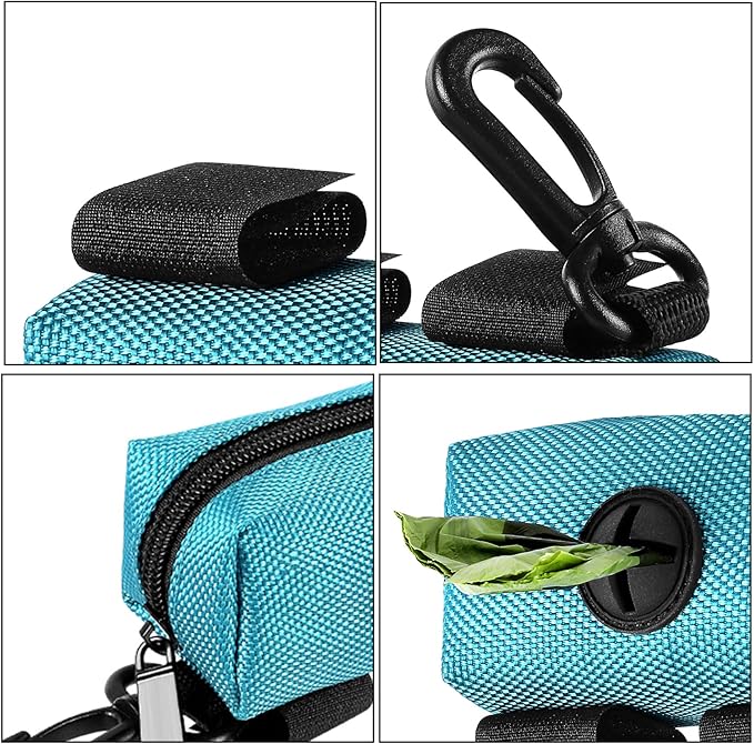 Dog Waste Bag Dispenser Pet Poop Bags Holder for Doggie Waste Bags Dispensers Soft Fabric Zipper Small Doggy Puppy Pouch for Leash Accessory Attachment with Carrier,Green-PawvioPets