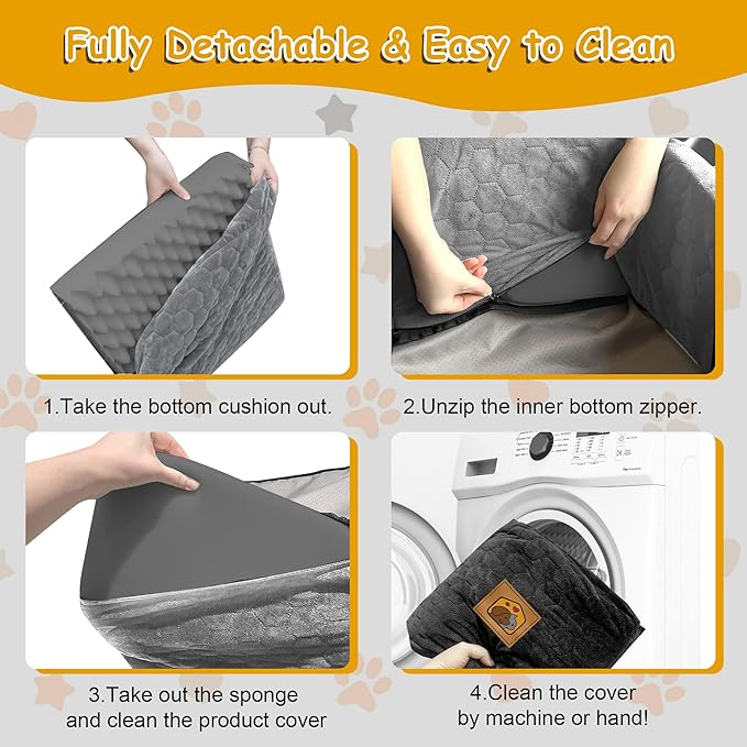 Dog Car Seat for Small/Medium Dogs, Memory Foam Dog Booster Seat, Travel Safety Per Car Seat with Washable Removable Cover, Storage Pockets, up to 35 lbs(BlackGray)-PawvioPets