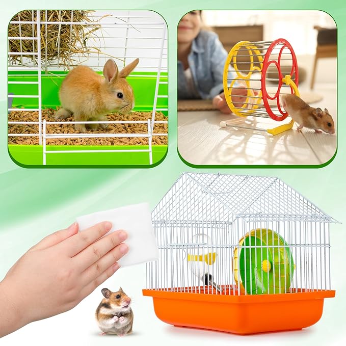 2 Pack Small Animal Cage Wipes 120 Count Small Animal Cage Clean up Wipes Removes Stubborn Caked-on Hamster Cage Cleaner for Pet Bunny Supplies Cleaning Deodorizing-PawvioPets