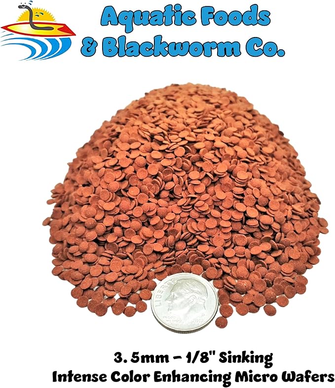 Aquatic Foods Inc. Wafers 3.5mm - 1/8" Intense Color Enhancing Sinking Micro Wafers for All Tropical Fish, Cichlids, Catfish, Plecos, All Bottom Fish, Shrimp, Snails, Crabs, …11oz Small Jar-PawvioPets