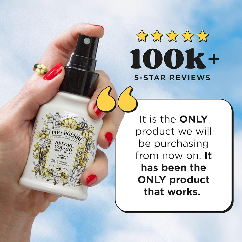 Poo-Pourri Before-You-Go Toilet Spray, Original Citrus, 2 Fl Oz, 2 Pack, Up to 100 Uses, Bathroom Odor Deodorizer with Essential Oils, Travel Essentials, TSA Approved Size, Lemon Bergamot