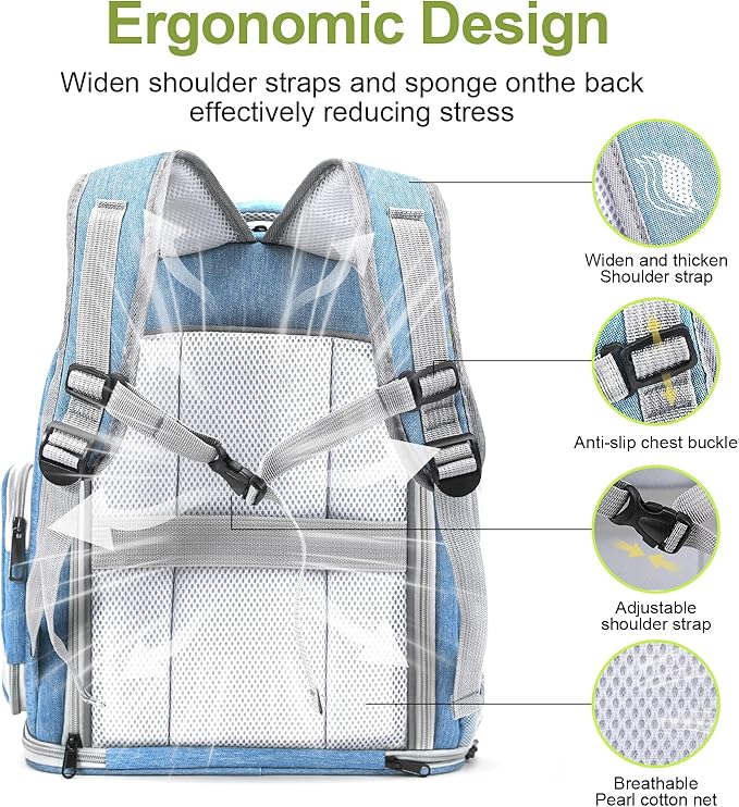 Expandable Cat Backpack,Cat Bubble Backpack Carrier for Carrying Cats, Pets and Small Dogs,Airline-Approved,Designed for Travel, Hiking, Walking,Car （Blue-PawvioPets
