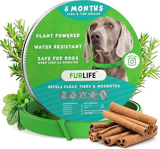 FurLife Flea and Tick Collar for Dogs – Waterproof Green Dog Collar, Pet Supplies for Tick and Flea Prevention for Dogs, Safe for All Breeds-PawvioPets