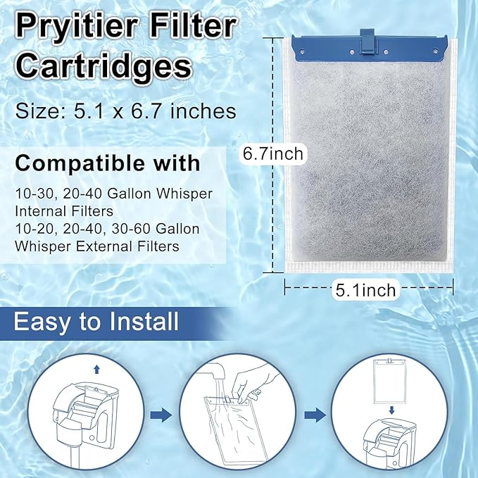 12 Pack Fish Tank Filter Cartridge for Whisper Bio-Bag Filters, Large Aquarium Replacement Filter Cartridges for Whisper Filters 20i,40i/IQ20,30,45,60/PF20,30,40,60 and ReptoFilter-PawvioPets