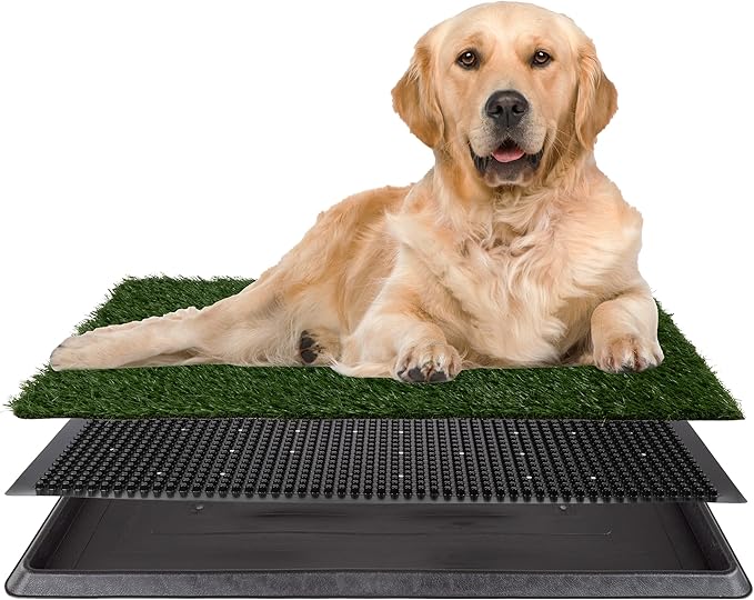 Artificial Grass Puppy Pee Pad for Dogs and Small Pets - 20x30 Reusable 3-Layer Potty Training Pad with Tray - Dog House and Pet Supplies by PETMAKER-PawvioPets