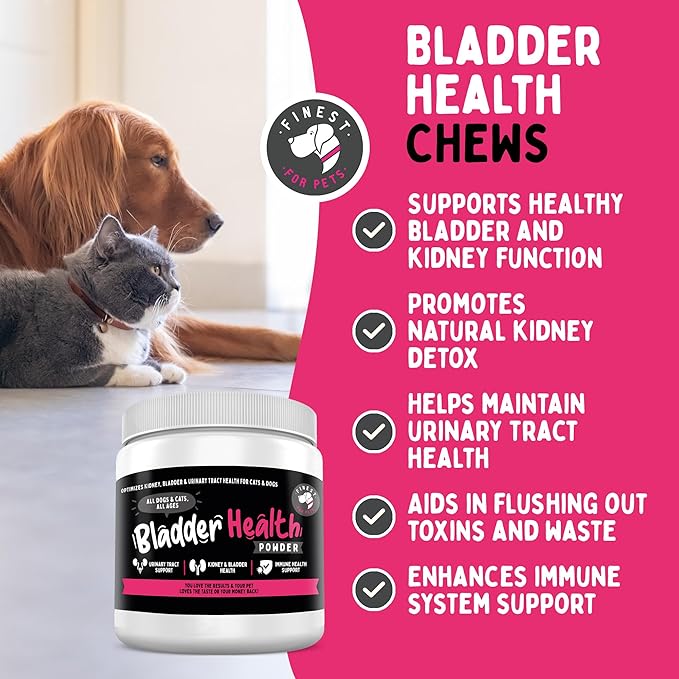 Bladder Health Dog & Cat UTI Remedy - Cranberry Supplement for Pet, Bladder, Kidney Support & Urinary Tract Health Powder with Cranberry & D-Mannose (120g - 120 Scoops)-PawvioPets