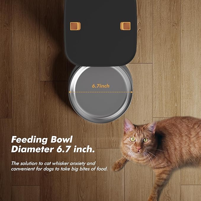 Automatic Dog Feeder - 8L/34 Cups Large Capacity Automatic Cat Food Dispenser with LCD Screen, Large Food Tray, Battery Operated, Timed Cat Feeder, Up to 50 Portions 6 Meals Per Day, Keeps Fresh-PawvioPets