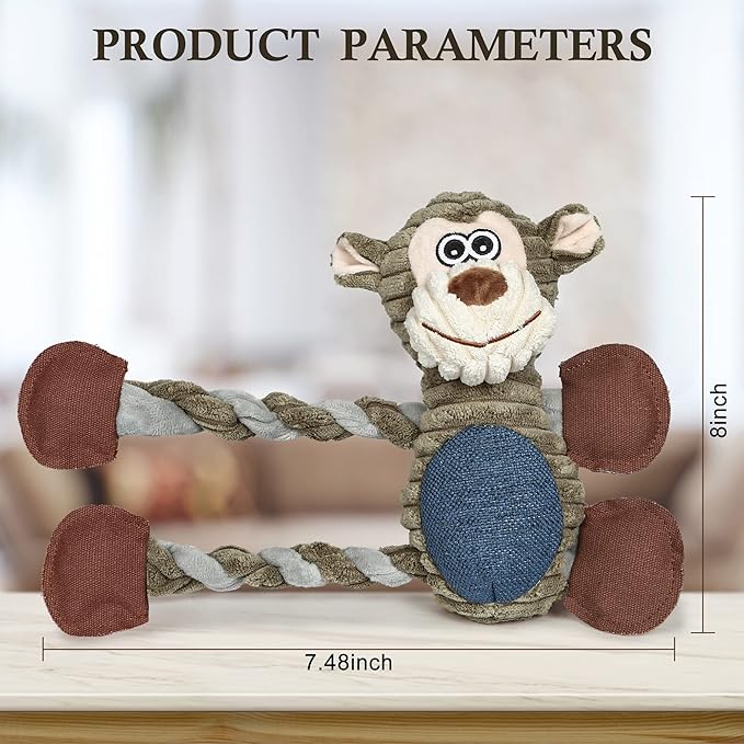 Dog Toys for Large Dog - Plush Squeaky Medium & Small Dog Toys - Stuffed Animals Puppy Toys - Funny Cute Dog Toys for Dog Birthday Presents (Monkey)-PawvioPets