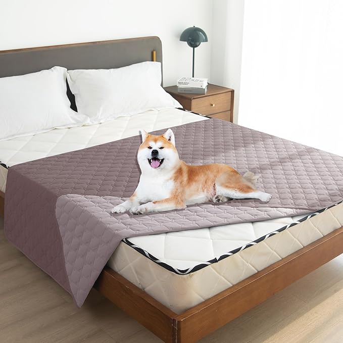 gogobunny 100% Double Sided Waterproof Dog Blanket Soft Pet Bed Cover Reversible Protect Furniture Couch Sofa Car for Puppy Large Dog Cat (Dark Sea Fog/Light Sea Fog, 82x120 Inch (Pack of 1))-PawvioPets