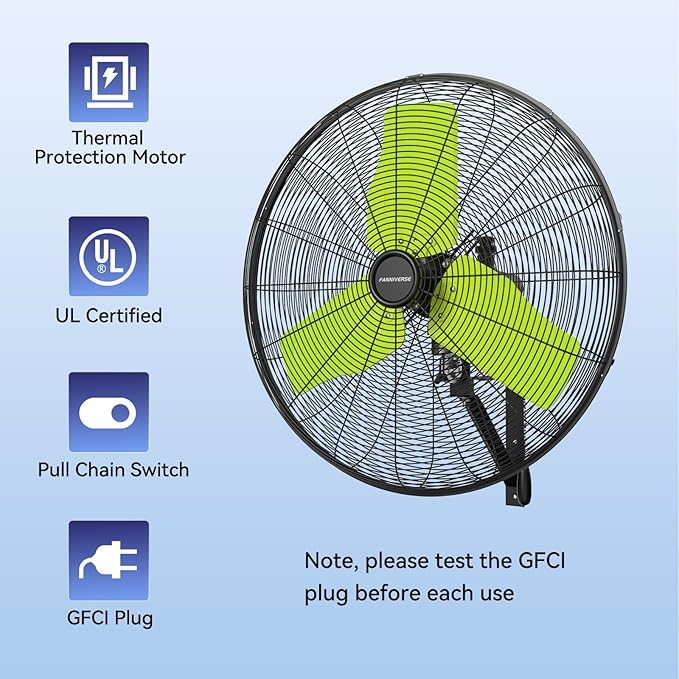 24 Inch 9500 CFM Waterproof Wall Fan Pro Series - Outdoor High Velocity Wall Mount Fan with Enclosed Motor for Residential, Warehouse, Patio, Shop, Garage, Barn UL Safety Listed-PawvioPets