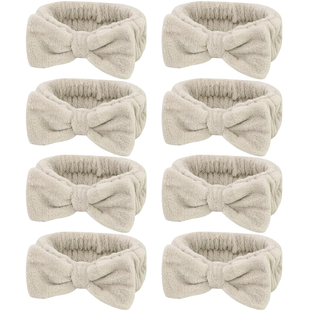 Semato Bachelorette Party Favor Set - Bride and Bridesmaid Spa Headbands, Skincare Head Bands for Women, Cute Bow Party Supplies (Light Coffee)