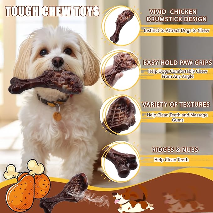 Dog Chew Toys for Aggressive Chewers, Indestructible Dog Toy for for Medium/Large Breed, Tough Nylon Teething Bone Toy to Keep Them Busy,Bacon and Real Beef Flavor (Beef+Bacon Flavor, 2 Pack)-PawvioPets