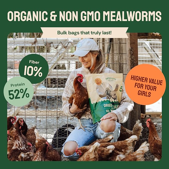 Bulk Dried Mealworms - 10 Lb Bag - Non-GMO Dried Mealworms for Chickens, Ducks & Wild Birds - High-Protein Chicken Feed & Bird Food-PawvioPets