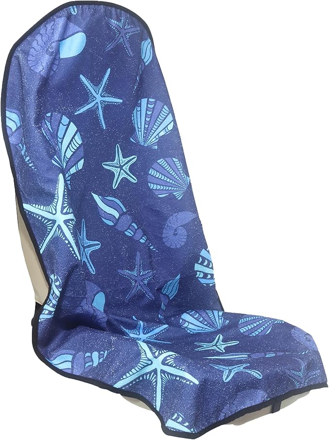 Car Seat Cover Protector Front Seats,for Gym Workout,Running,Swimming,Beach and Hiking,Waterproof Sweat Towel Bucket Seat Covers for Cars SUV Trucks (Conch Shells Starfish, 1Pcs)-PawvioPets