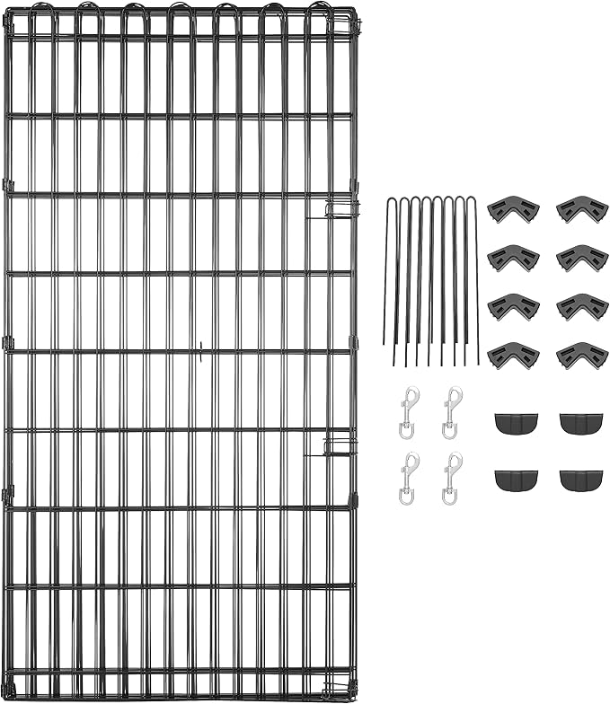 Amazon Basics Foldable Octagonal Metal Exercise Dog Playpen - Indoor/Outdoor, No Door, Extra Large (8 Panels, 24 x 48), Easy to assemble, store, and customize, 48" - X-Large, Black-PawvioPets