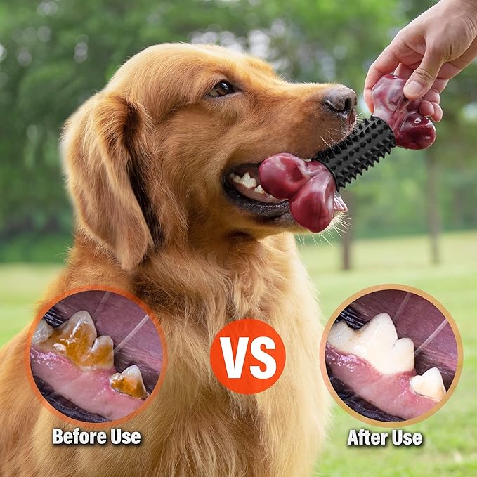 Apasiri Dog Toys for Aggressive Chewers with Bacon Flavor: 8" Indestructible Chew Bones for Large Breeds, Tough Nylon & Rubber Dog Toys Keep Them Busy, Interactive Play - 2-Pack-PawvioPets