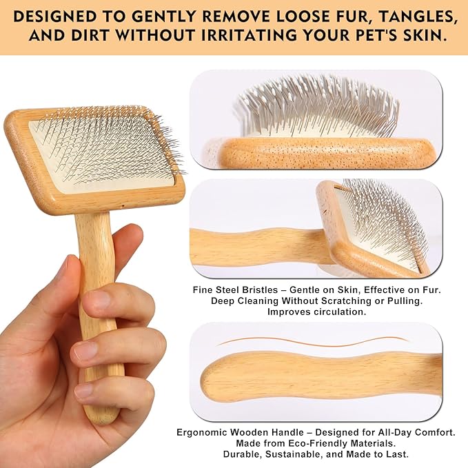 Dog Slicker Brush for Shedding & Grooming - Professional Dog Brush and Cat Brush with Coated Tips & Air-Cushion Design, Deshedding Tool Removes Undercoat Tangles & Loose Fur for Long/Short Hair Pets-PawvioPets