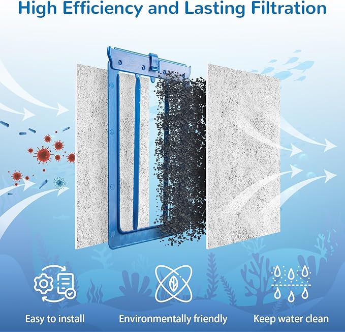 Aquarium Filter Cartridge for Whisper Bio Bag Power Filters, 6 Pack Assembled Large Filter Cartridges for Repto Filter-PawvioPets