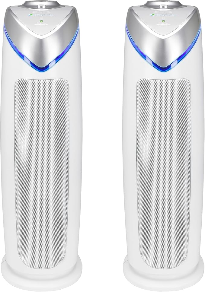 GermGuardian Air Purifier with HEPA 13 Filter, Removes 99.97% of Pollutants, Covers 743 Sq. Foot Room in 1 Hour, UV-C Light Helps Reduce Germs, 22 Inch, 2-Pack, White, AC4825W2PK-PawvioPets
