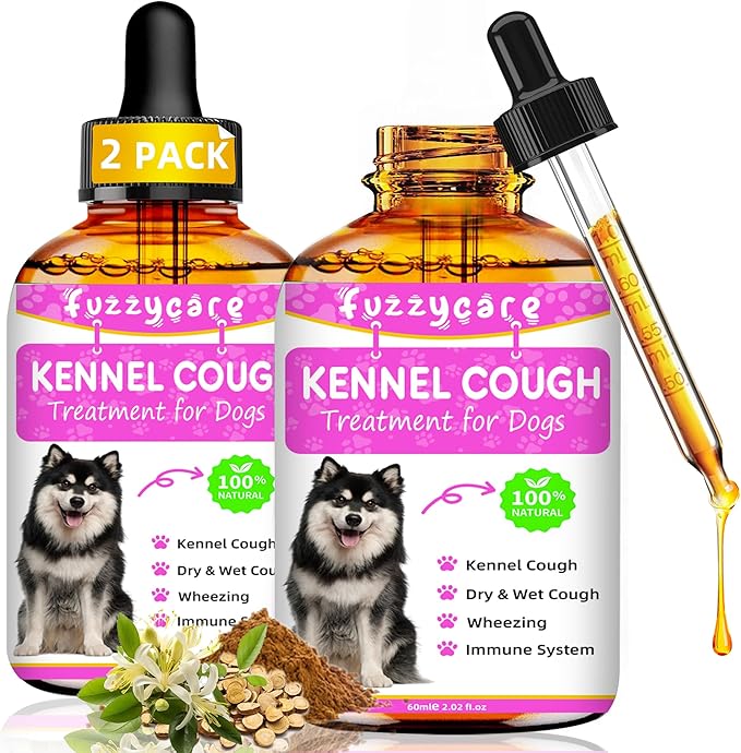 2 Pack Dog Cough Treatment，Natural Kennel Cough Medicine for Dogs,Effective Kennel Cough Treatment and Allergy Relief, Herbal Drops for All Breeds & Sizes, Soothing Dog Cough Medicine-PawvioPets