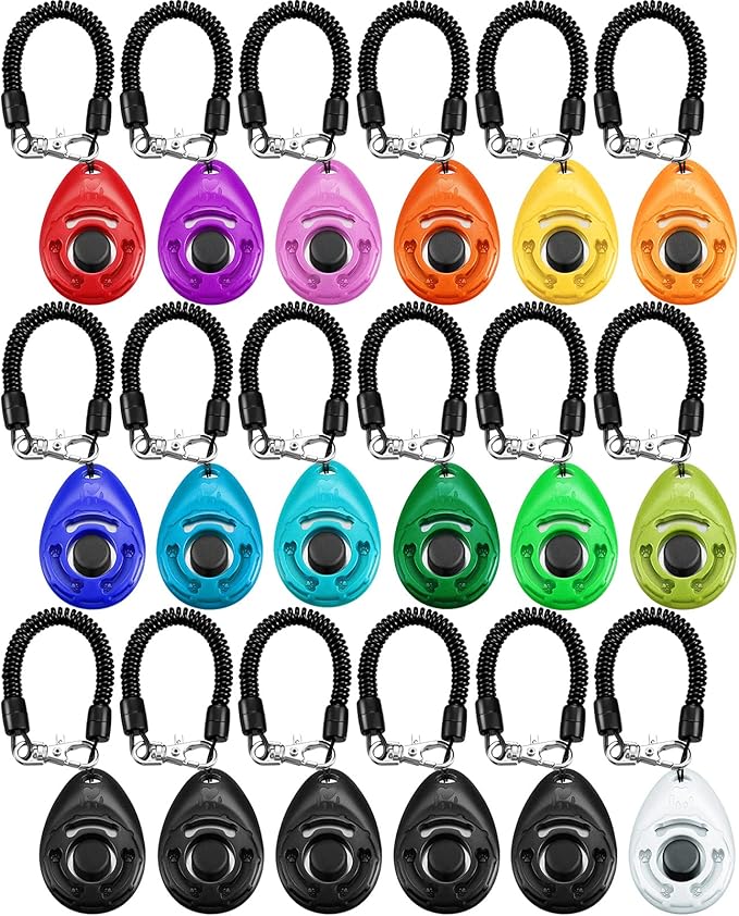 Frienda 18 Pieces Dog Training Clicker, Pet Behavioral Training Clickers with Wrist Strap for Dogs Cats Puppy Birds Horses(Multicolor)-PawvioPets